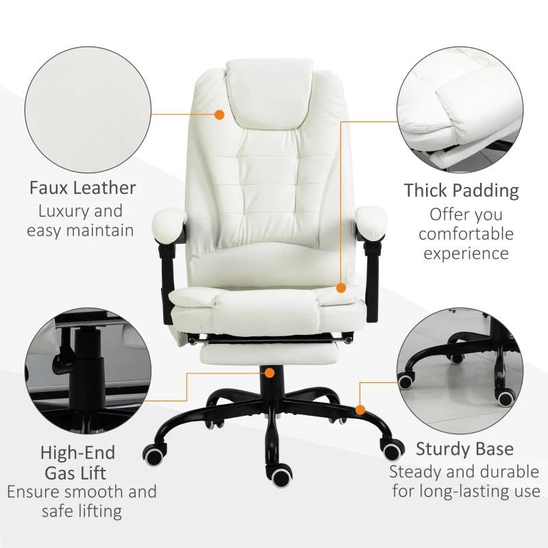 White 7-Mode Vibrating High-Back Executive Massage Office Chair