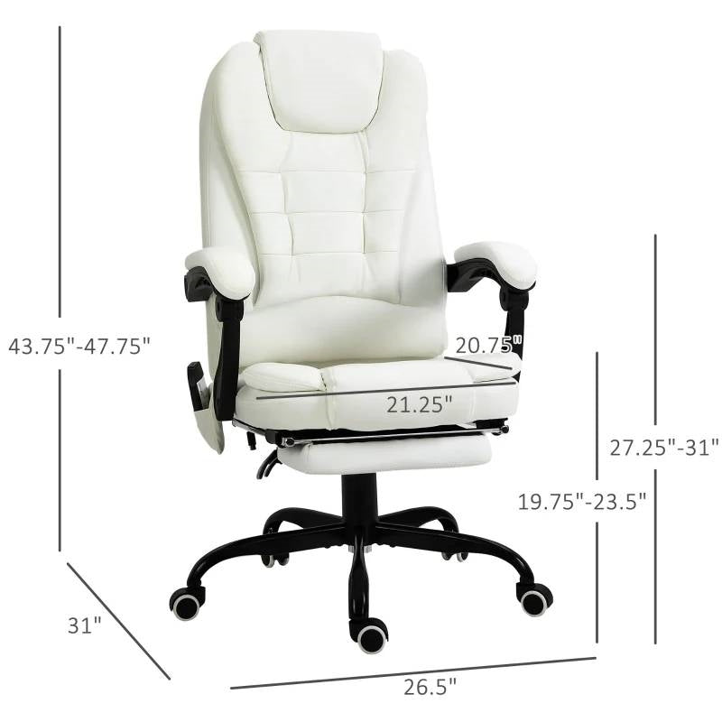 White 7-Mode Vibrating High-Back Executive Massage Office Chair
