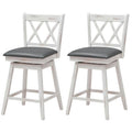White Wood Counter Height Swivel Bar Stools