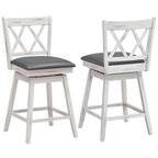 White Wood Counter Height Swivel Bar Stools