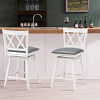 White Wood Counter Height Swivel Bar Stools