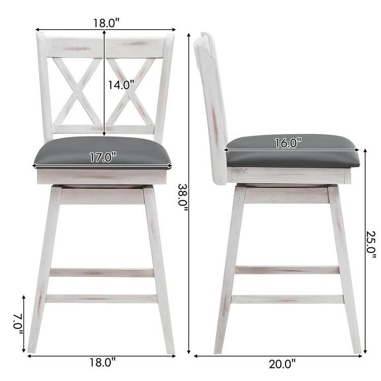 White Wood Counter Height Swivel Bar Stools