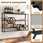 Wall Mounted Wine Rack 47" Large Floating Bar Shelves