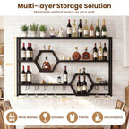 Wall Mounted Wine Rack 47" Large Floating Bar Shelves