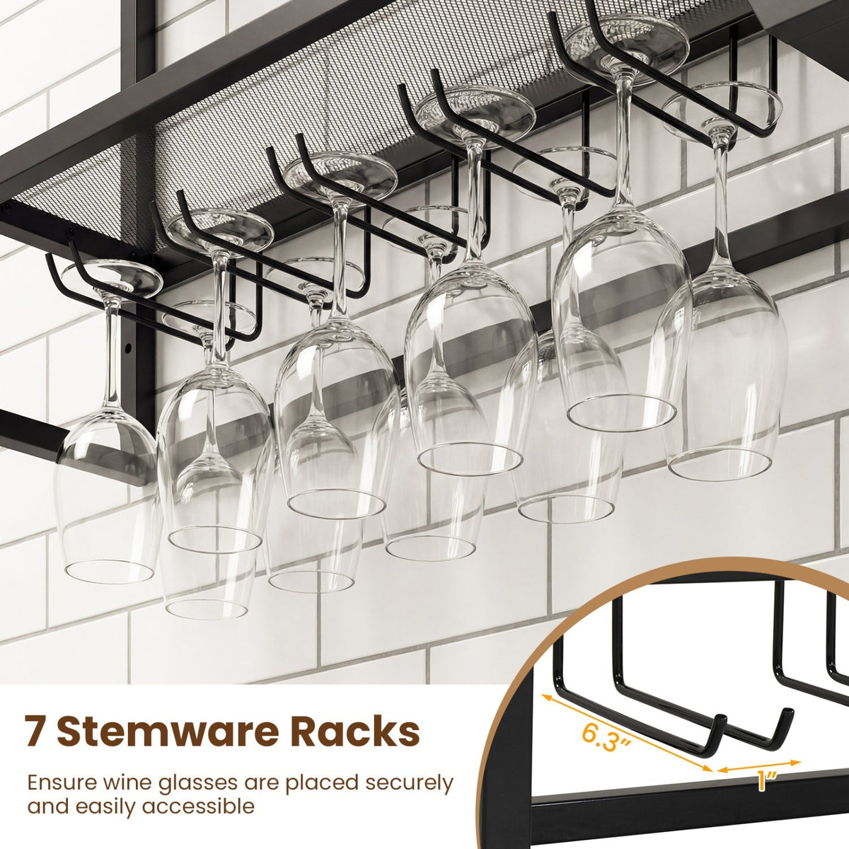 Wall Mounted Wine Rack 47" Large Floating Bar Shelves