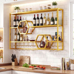 Wall Mounted Wine Rack 47" Large Floating Bar Shelves