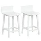 Wood Bar Stools Set of 2 with Solid Back and Seat