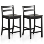 Wooden Bar Stools Set of 2 with Ergonomic Backrest and Footrest