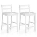 Wooden Bar Stools Set of 2 with Ergonomic Backrest and Footrest