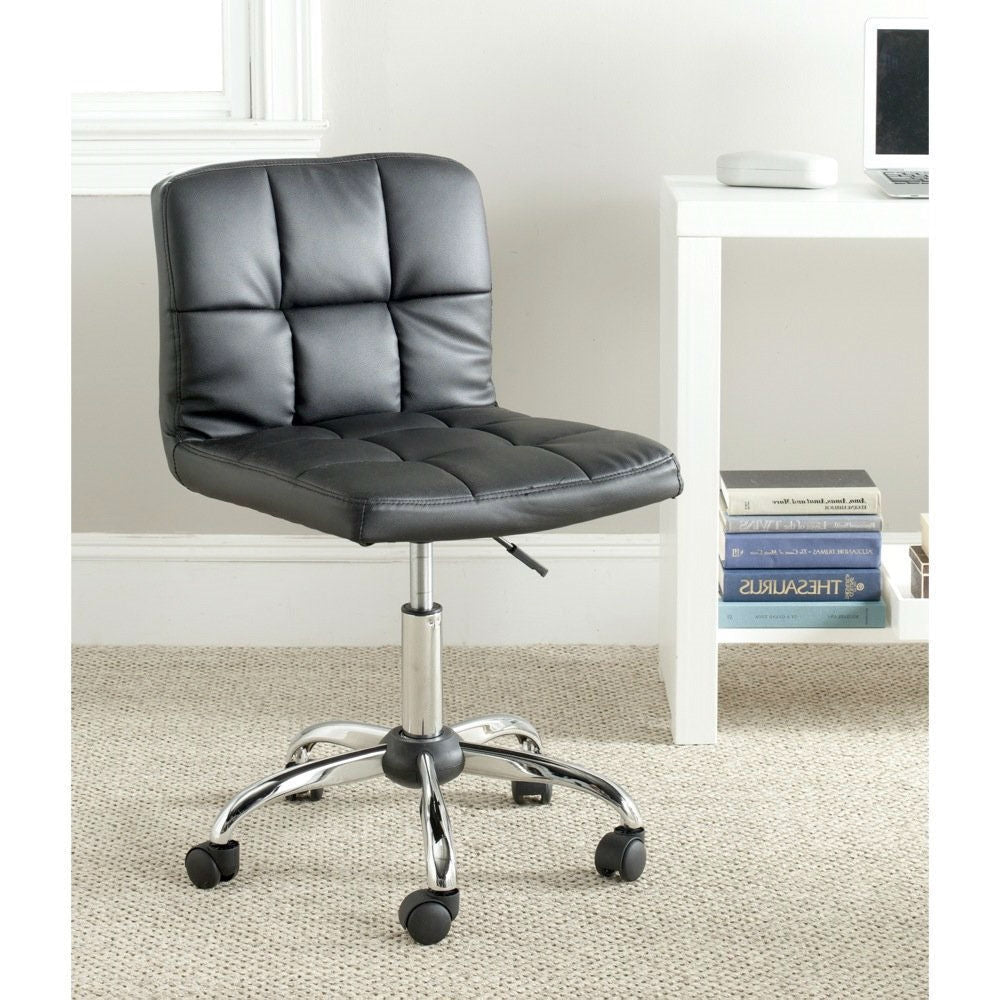 Black PVC Upholstered Home Office Chair with Adjustable Height