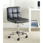 Black PVC Upholstered Home Office Chair with Adjustable Height