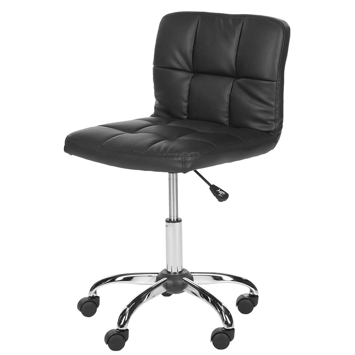 Black PVC Upholstered Home Office Chair with Adjustable Height