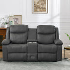 Grey Double Reclining Loveseat For Living Room Home Theater