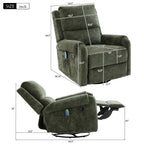Swivel Rocker Recliner with 8-Mode Massage and Side Pocket