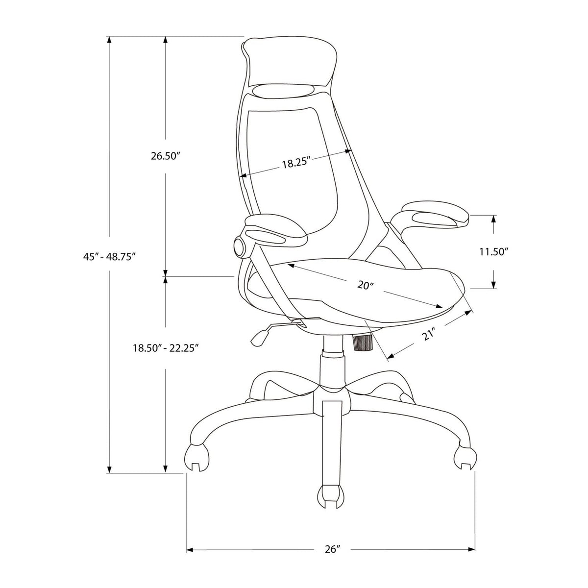Adjustable High-Back Office Chair with Flip-Up Armrests
