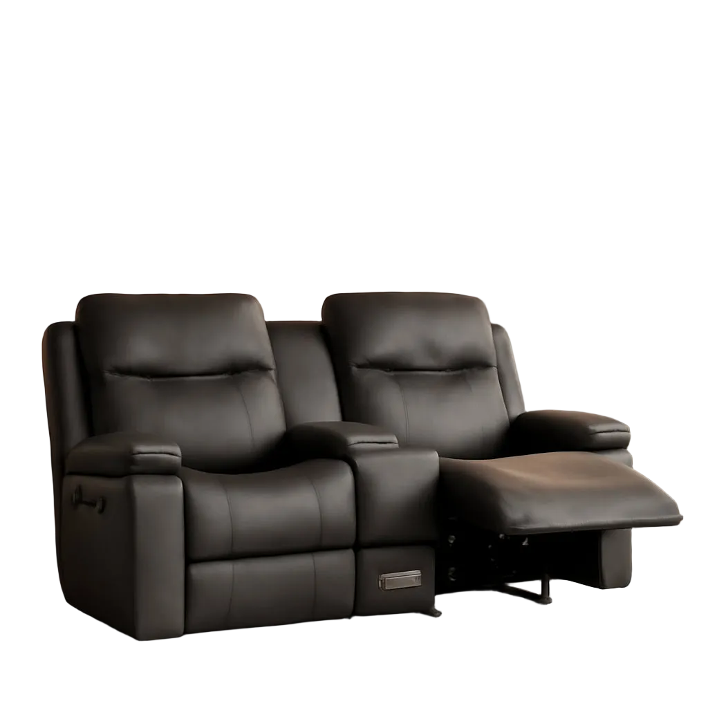 Grey PU Leather Massage Reclining Loveseat with Heat