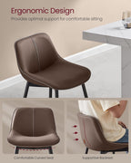 Bar Stools Set Of 2, 28.7 Inch Bar Height With Back, Coffee Brown