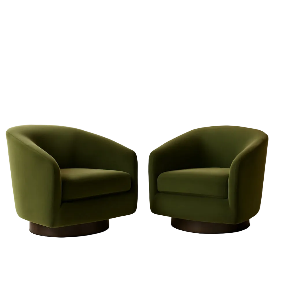 Forest Green Velvet Swivel Accent Chair