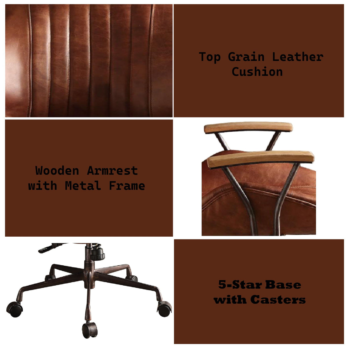 Brancaster Adjustable Top-Grain Leather Office Chair
