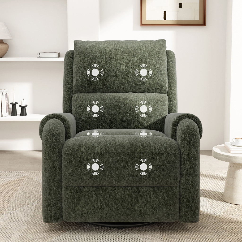 Swivel Rocker Recliner with 8-Mode Massage and Side Pocket