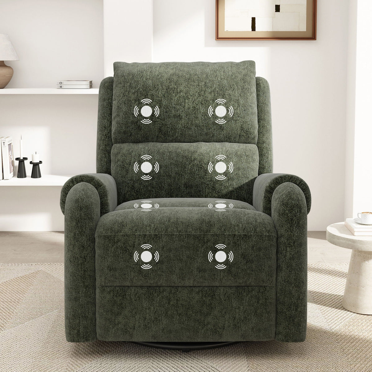 Swivel Rocker Recliner with 8-Mode Massage and Side Pocket
