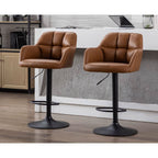 Modern Leather Swivel Bar Stool With Backrest And Armrests