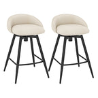 Upholstered Swivel Bar Stools with Footrest and Backrest - Set of 2