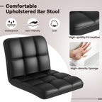Set of 2 Square Swivel Adjustable PU Leather Bar Stools with Back and Footrest-Black
