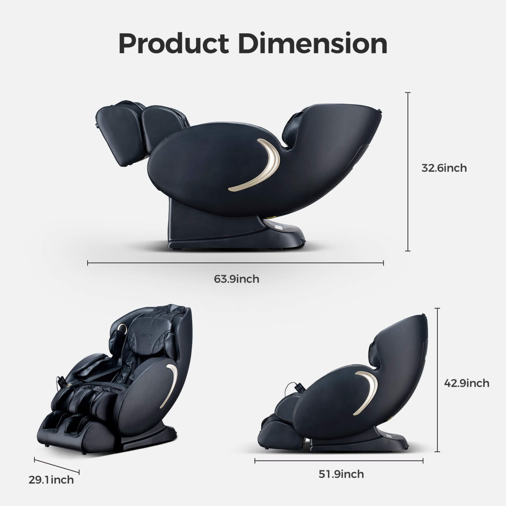 Bosscare Full Body 3D Zero Gravity Shiatsu Recliner Massage Chair With App