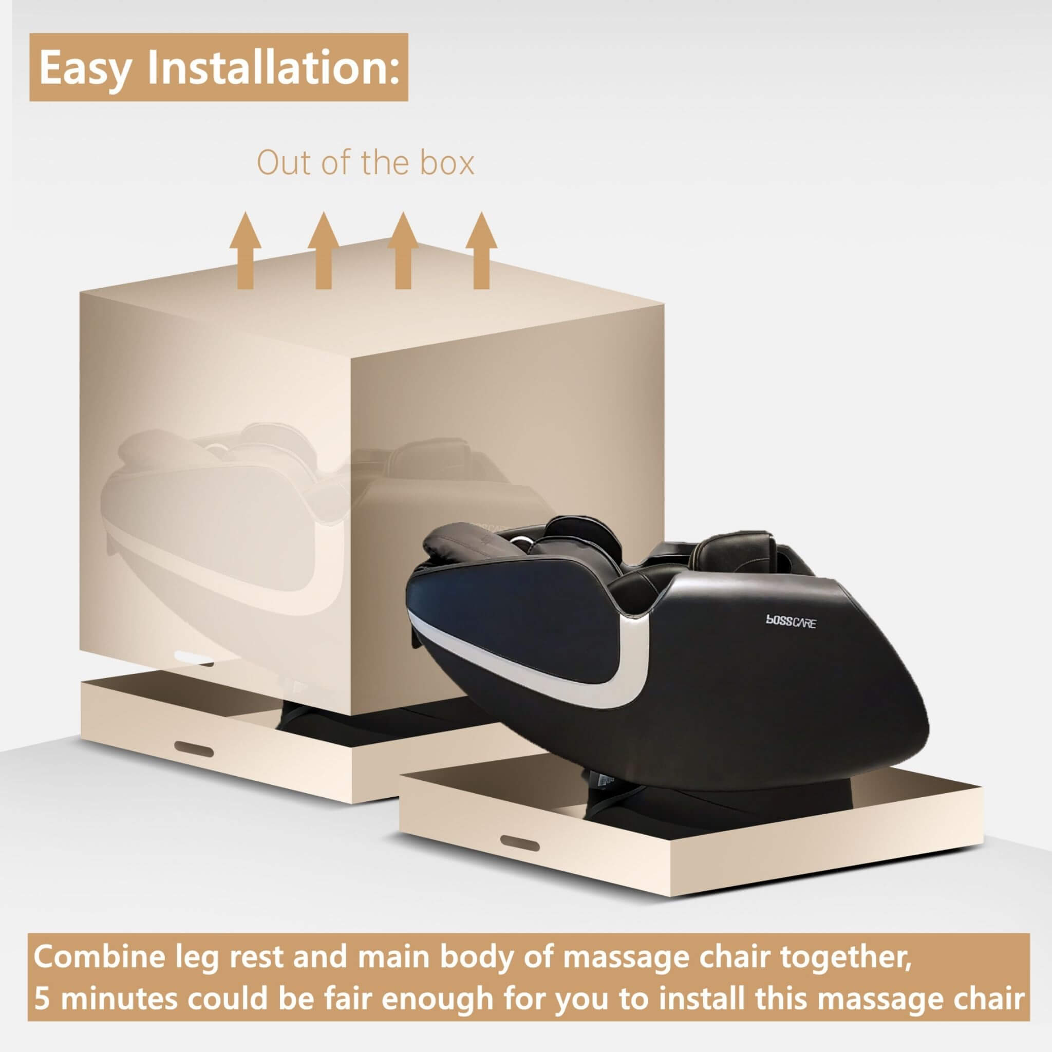 Bosscare Full-Body Zero-Gravity Leather Massage Chair With Zero Gravity And Bluetooth
