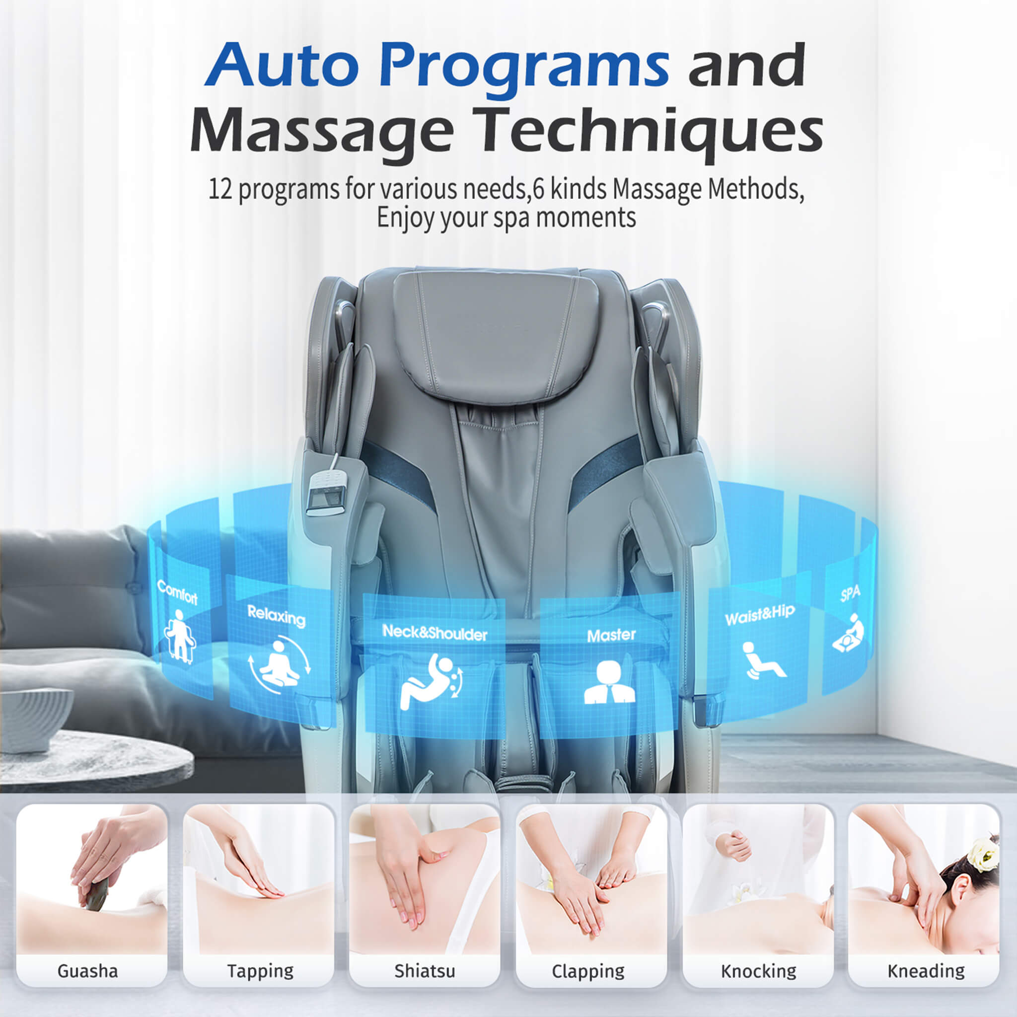 Bosscare Premium Full Body Zero Gravity Massage Chair With Ai Voice And App Control, Gray