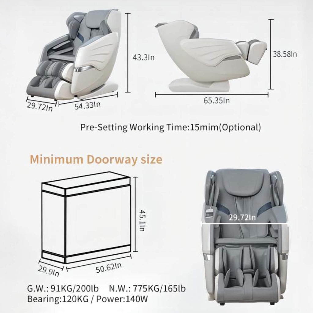 Bosscare Premium Full Body Zero Gravity Massage Chair With Ai Voice And App Control, Gray