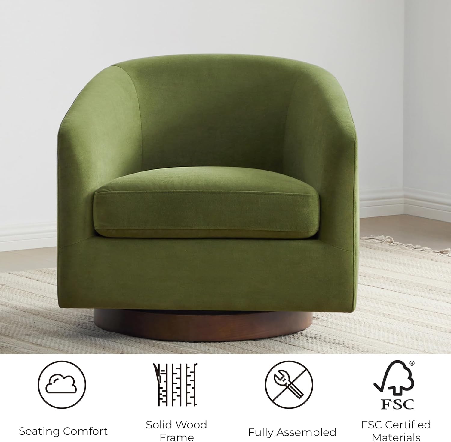 Forest Green Velvet Swivel Accent Chair Collection