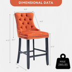 Velvet Upholstered Bar Stools Set Two with Back