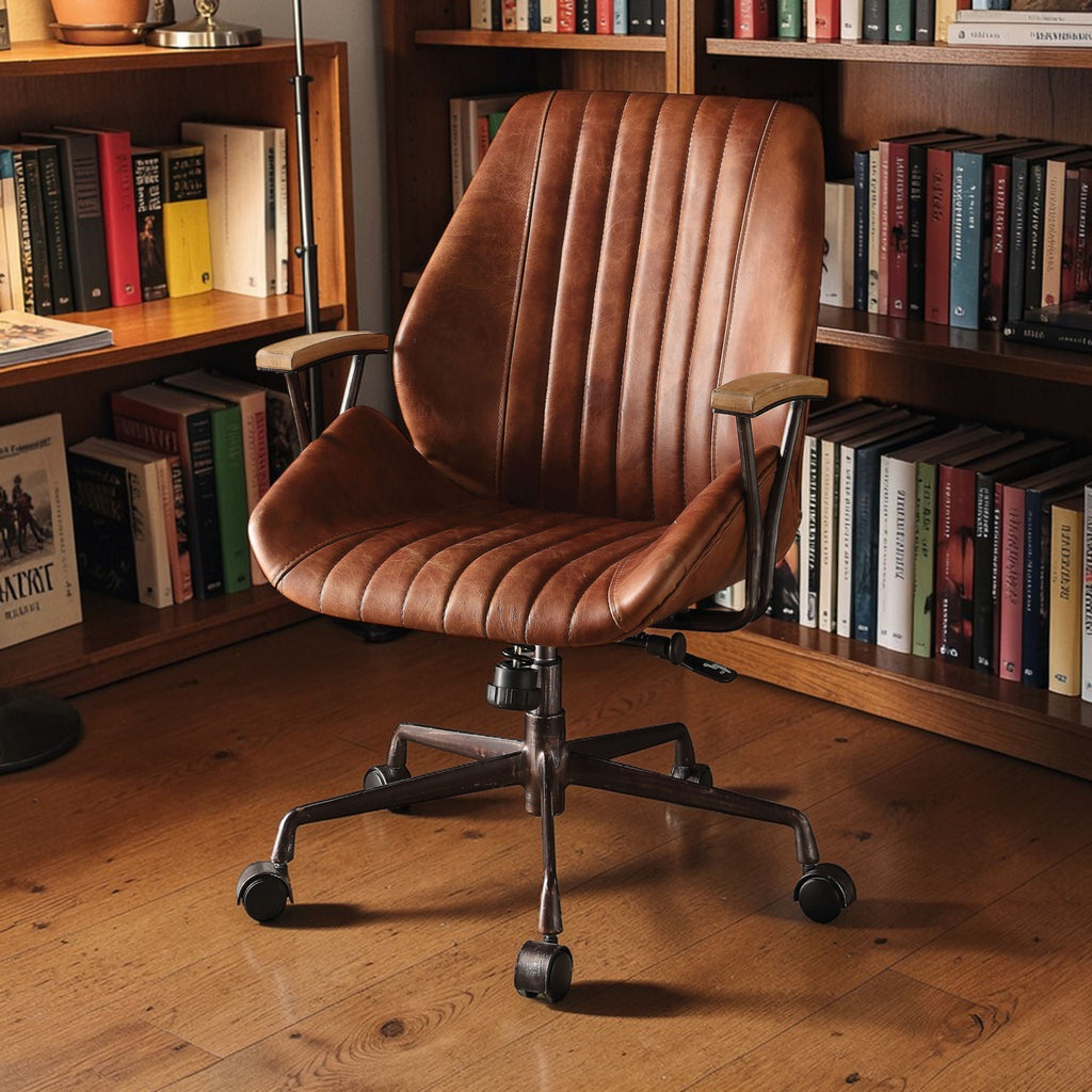 Brancaster Adjustable Top-Grain Leather Office Chair