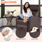 Leather Brown Recliner Chair Massage With Lumbar Support