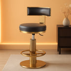 Black Gold Swivel Bar Stool With Backrest And Adjustable