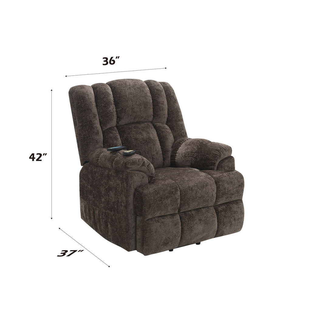 Brown Chenille Power Lift Recliner with Heat and Massage