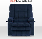 Large Wide Navy Blue Dual Motor Lift Recliner Massage And Heat