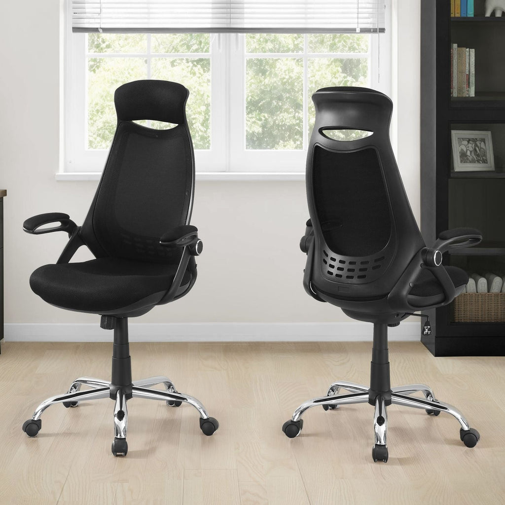 Adjustable High-Back Office Chair with Flip-Up Armrests