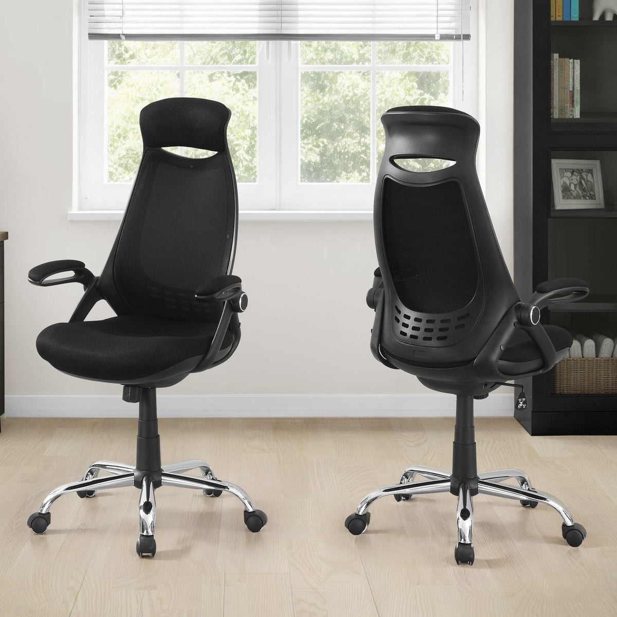 Adjustable High-Back Office Chair with Flip-Up Armrests
