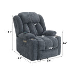 Blue Chenille Power Lift Recliner with Heat and Massage