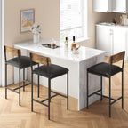 Upholstered Bar Stools Set of Two with Backrest