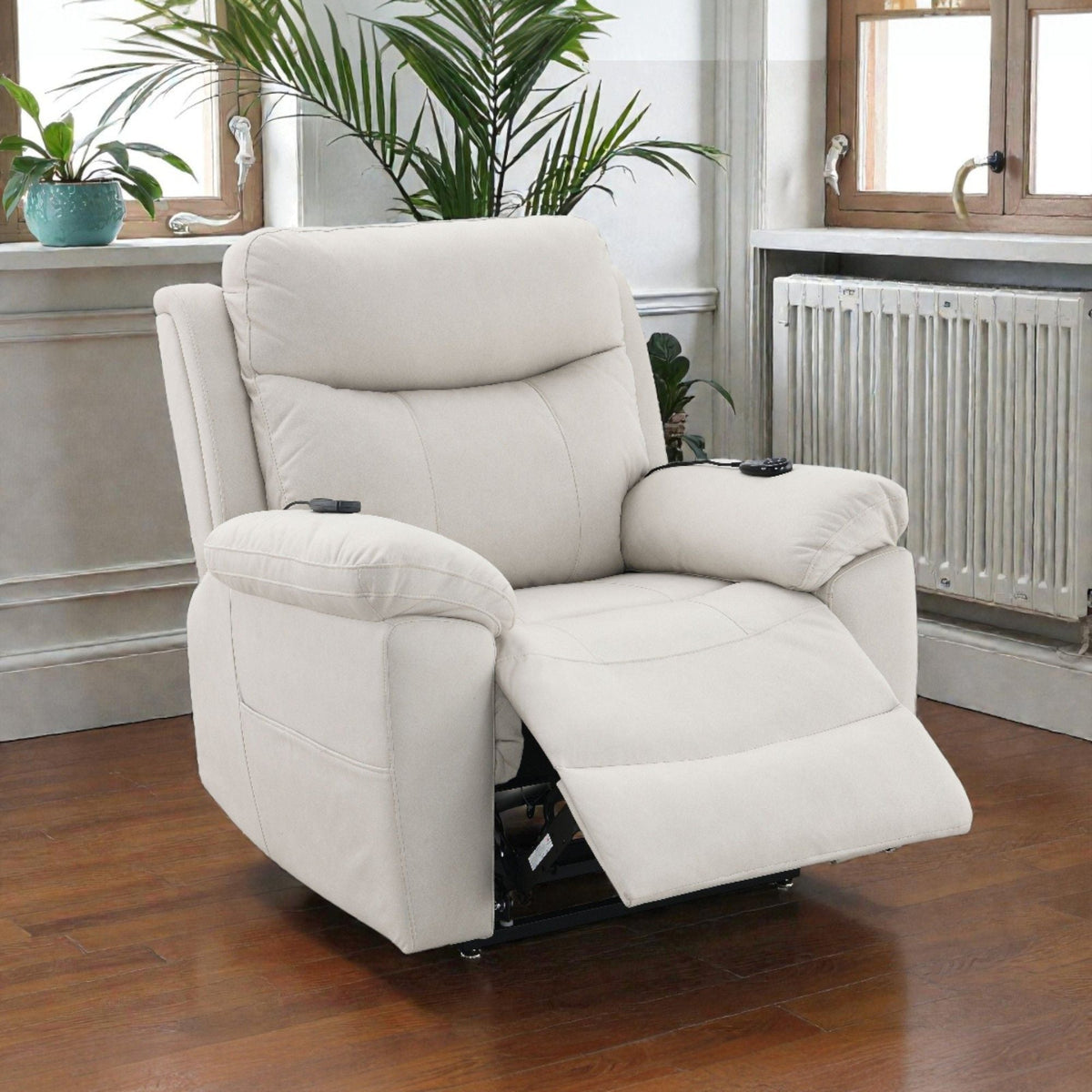 Chriki Beige Power Lift Recliner with Heat and Massage