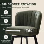 Swivel Counter Height Bar Stools Green Faux Leather