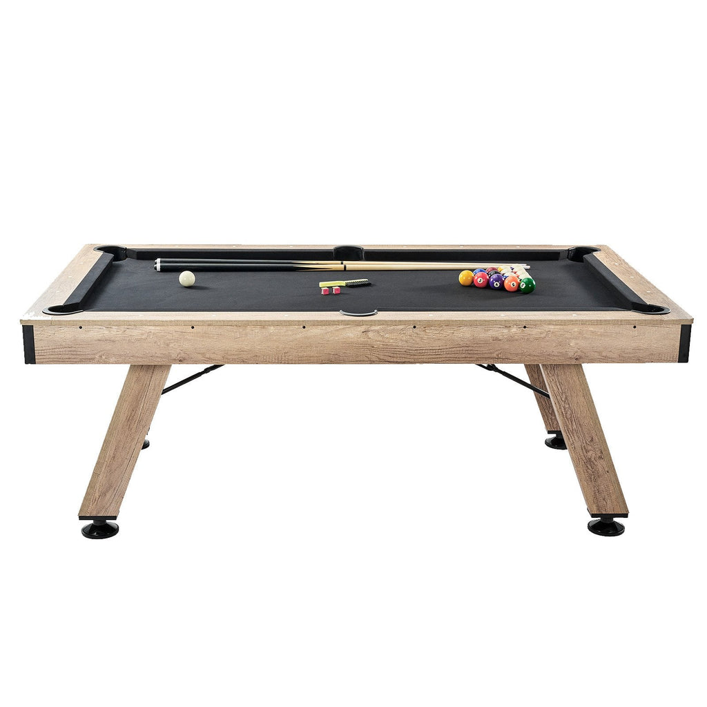 VEVOR 7 ft Pool Table | Black Cloth & Wood-Look Finish