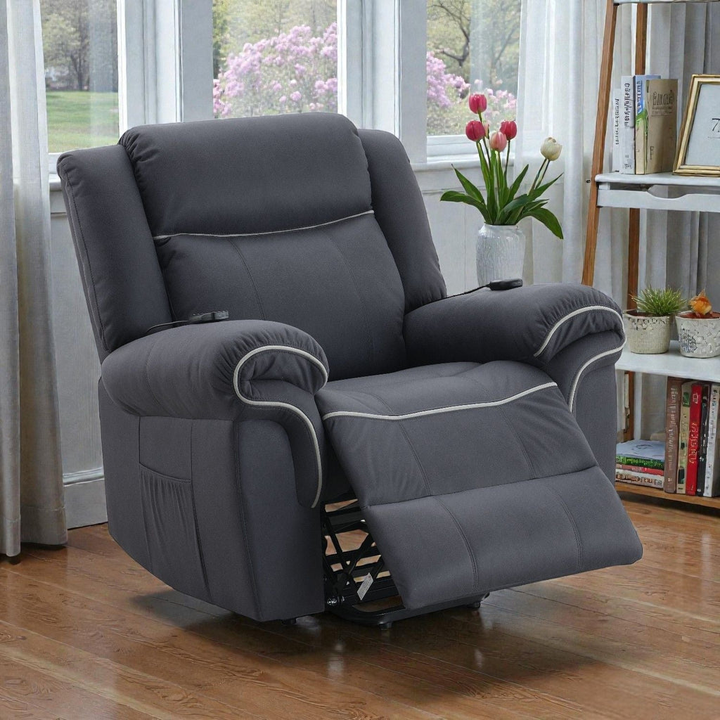 Domana Dark Blue Power Lift Recliner with Heat and Massage
