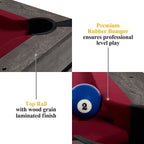 7' Pool Table, 3-In-1 Dining Top & Table Tennis with Game Accessories & Rolling Storage Caddy Prescott