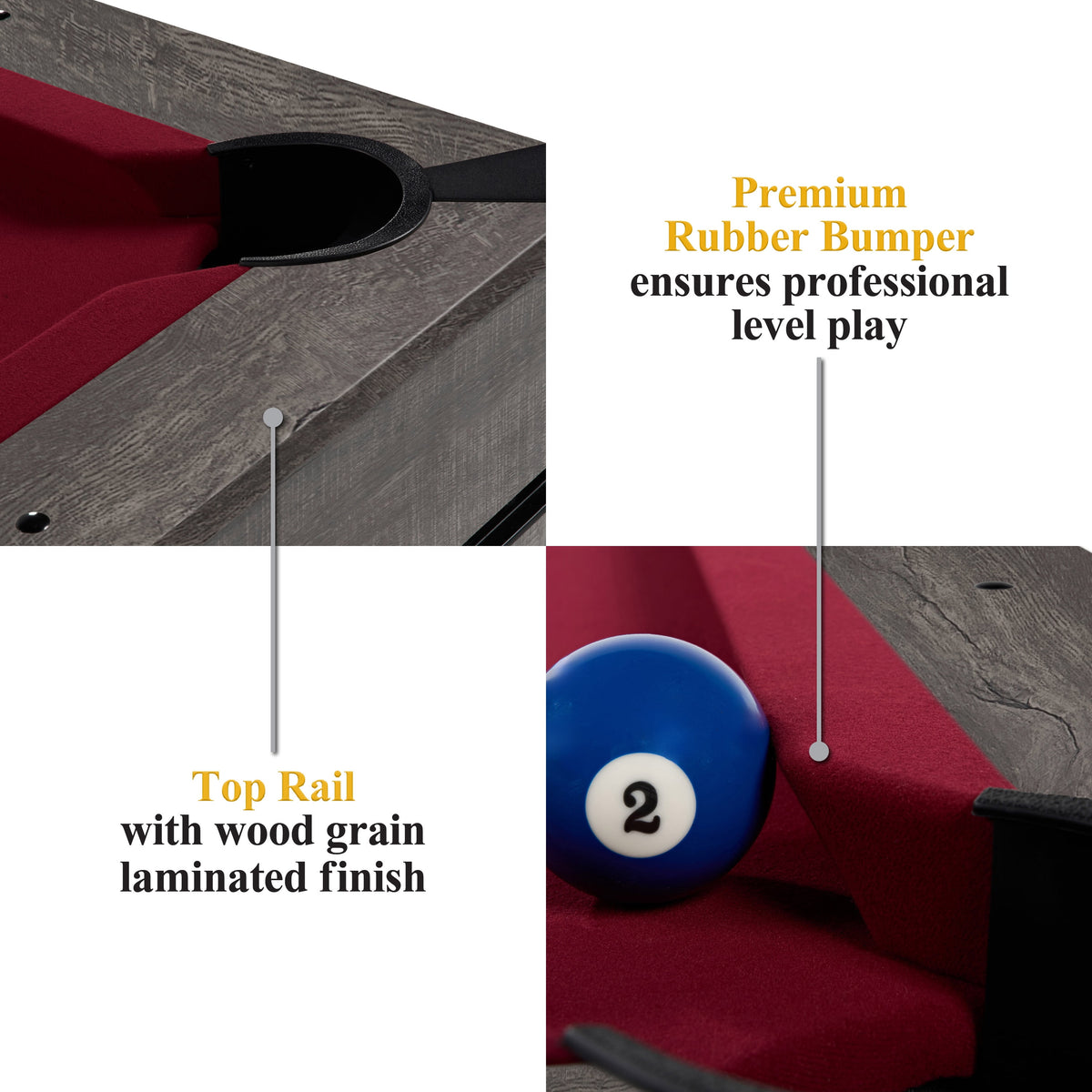 7' Pool Table, 3-In-1 Dining Top & Table Tennis with Game Accessories & Rolling Storage Caddy Prescott