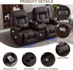 Power Loveseat Recliner Sofa With Massage And Heat Brown